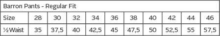 Size chart