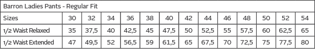 Size chart