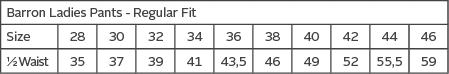 Size chart