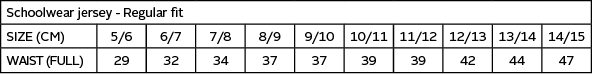 Size chart