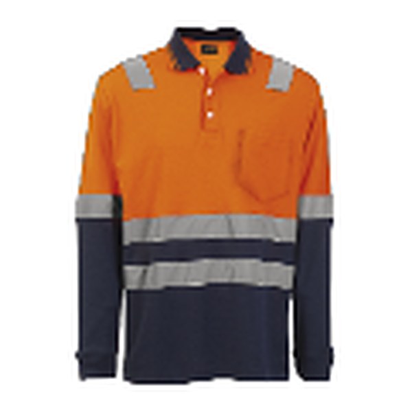 2 tone hiviz golfer orange / navy long sleeve 180g polycotton size 2XL