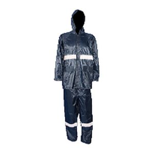 Oxford Rubberised Rain Suit Navy with Reflective Tape 2XL
