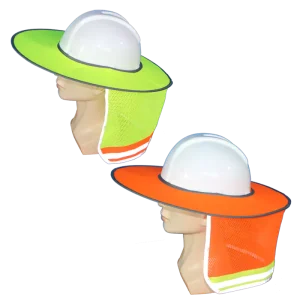 Lime sun protector for hard hat with reflective