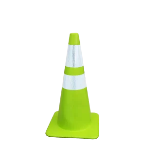 Soft Lime PVC Traffic Cone with reflective tape 300mm